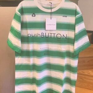 Green Striped Men's Short Sleeve Tee
